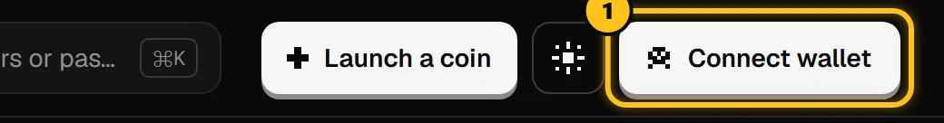 The Connect wallet button in the header