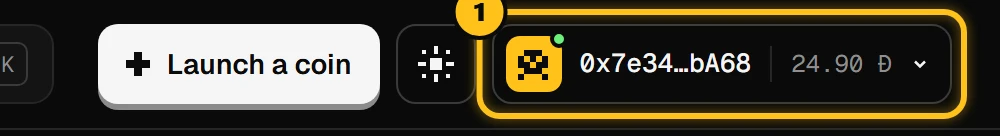 The header with a connected wallet